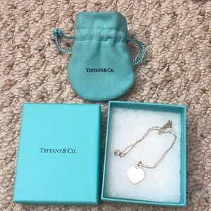 SOLD Tiffany & Co. Silver Heart Charm Necklace wore once silver looks new